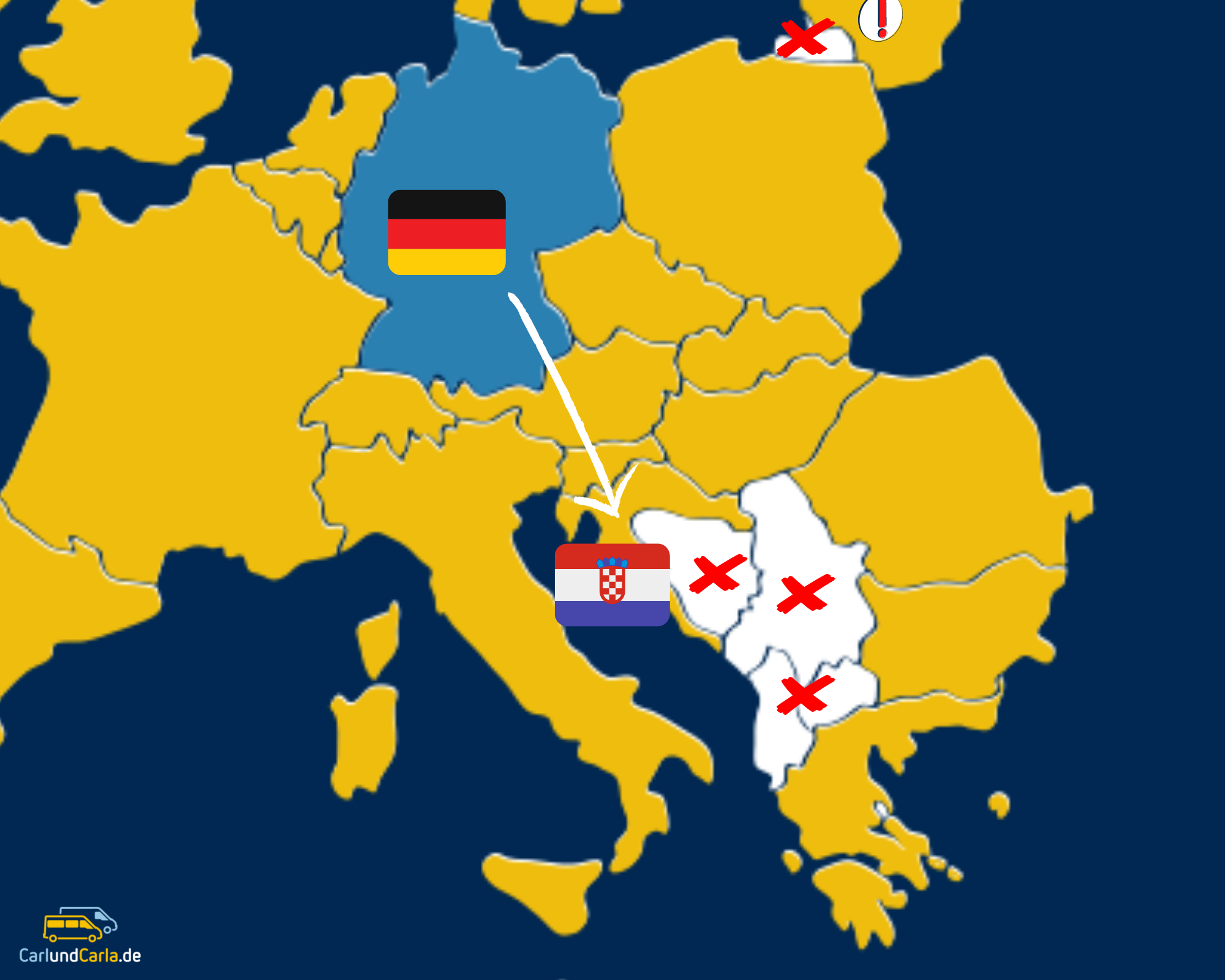 Reiseroute nach Kroatien mit Mietwagen von CarlundCarla